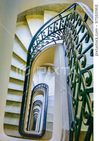 Upside view of a spiral staircase in Buenos Aires, Argentina 97088968