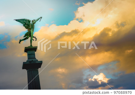 Angel with wing, looking at the sky for God, Recoleta, Buenos Aires, Argentina 97088970