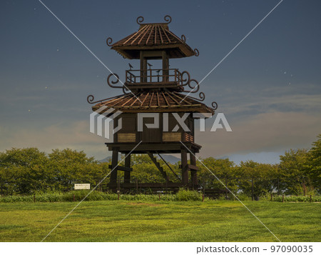 A pavilion illuminated by the harvest moon A pavilion illuminated by the harvest moon 97090035