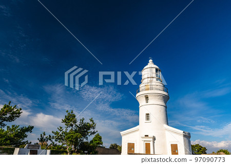 Offshore Alps Yakushima (November) White Yakushima lighthouse shining in the blue sky 97090773
