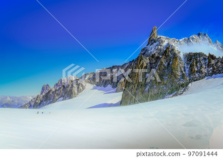 Monte Bianco, Mont Blanc landscape and Dent du Geant, Aosta Valley, Italy 97091444
