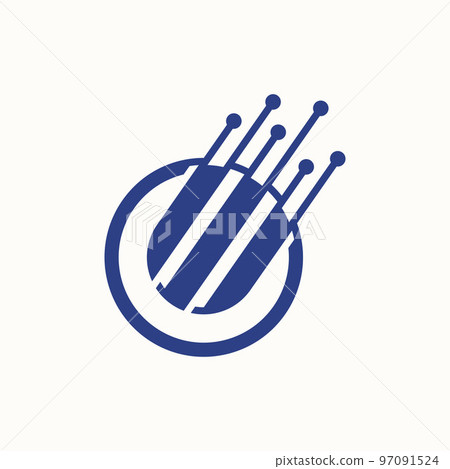 Logo design graphic concept creative abstract icon premium free vector stock simple and unique 3D shape fiber optic cable on tilted position circle. Related to internet or network 97091524