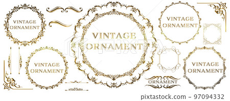 gold metallic orient pattern, arabesque pattern, antique, decorative ruled vintage frame set gold metallic orient pattern, arabesque pattern, antique, decorative ruled vintage frame set 97094332