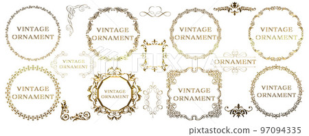 gold metallic orient pattern, arabesque pattern, antique, decorative ruled vintage frame set gold metallic orient pattern, arabesque pattern, antique, decorative ruled vintage frame set 97094335