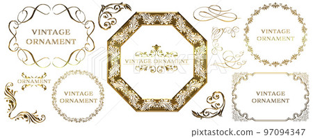 gold metallic orient pattern, arabesque pattern, antique, decorative ruled vintage frame set gold metallic orient pattern, arabesque pattern, antique, decorative ruled vintage frame set 97094347