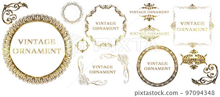 gold metallic orient pattern, arabesque pattern, antique, decorative ruled vintage frame set gold metallic orient pattern, arabesque pattern, antique, decorative ruled vintage frame set 97094348