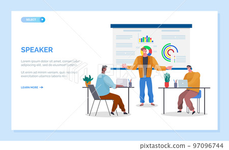 Educator Analyzing Diagram Report Webpage Vector 97096744