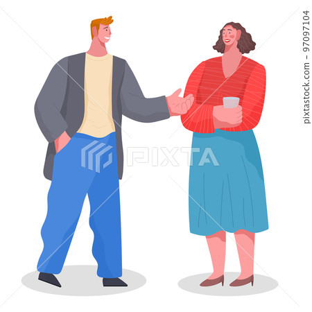 Couple on Reception, Conversation of Man and Woman Couple on Reception, Conversation of Man and Woman 97097104