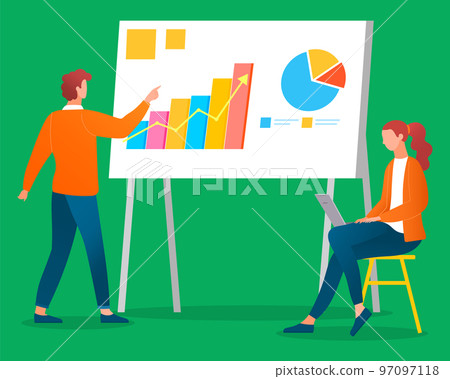 Business Statistics and Rising Graph Icon Vector Business Statistics and Rising Graph Icon Vector 97097118