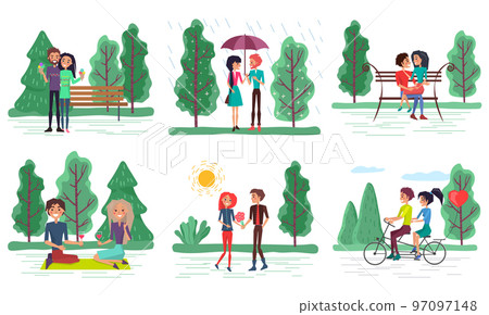 People in Love Walking in Park, Date of Couples People in Love Walking in Park, Date of Couples 97097148