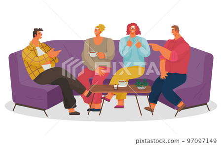 People Playing Games in Cafe or Coffeehouse vector 97097149