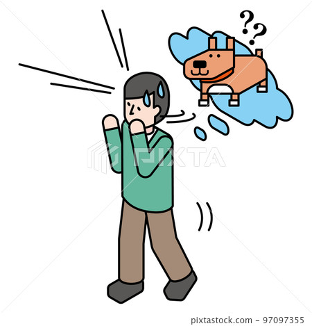 一隻逃跑的狗和一個匆忙的主人的等軸圖 97097355