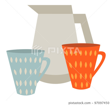 Kettle and Two Cups, Kitchen Stuff for Drink Tea 97097450