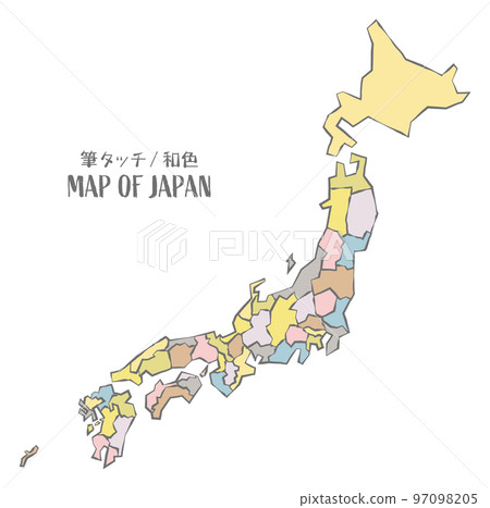 Hand drawn brush touch vector map of Japan Hand drawn brush touch vector map of Japan 97098205