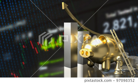 The golden pig and coins on business background 3d rendering The golden pig and coins on business background 3d rendering 97098352