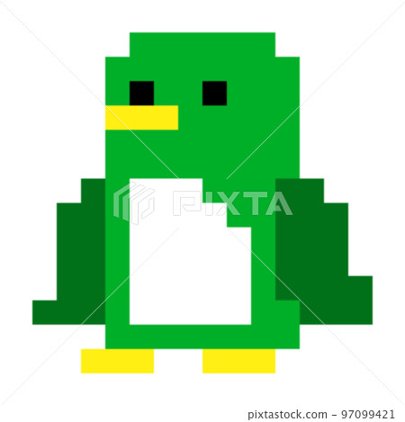 像素藝術圖標企鵝綠色 97099421