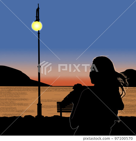 Camera girl camera landscape sunset morning sun girl woman background illustration Camera girl camera landscape sunset morning sun girl woman background illustration 97100570