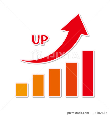 Rising bar graph and arrow Rising graph/UP/Growth 97102613