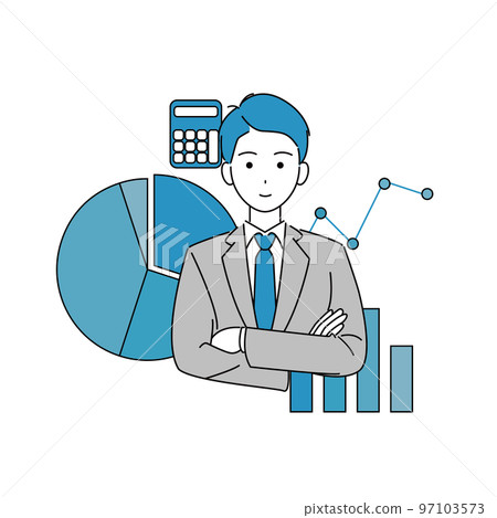 插圖素材，例如交叉雙臂的商務人士和圖表 97103573