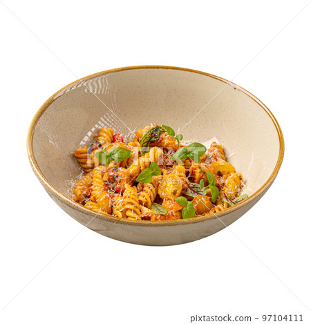 Portion of gourmet italian pasta fusilli  97104111
