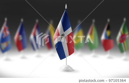 The national flag of the Dominicana on the background of flags of other countries The national flag of the Dominicana on the background of flags of other countries 97105364