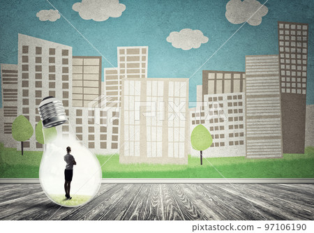 Businesswoman trapped in bulb Businesswoman trapped in bulb 97106190