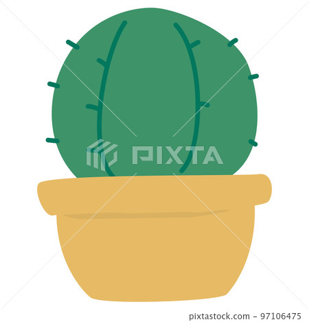 盆栽仙人掌手繪插畫 盆栽仙人掌手繪插畫 97106475