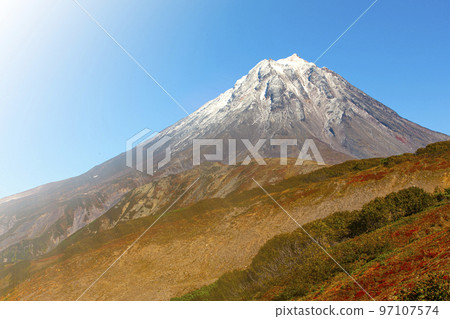 View of the Vilyuchinsky volcano on the Kamchatka Peninsula, Russia. 97107574