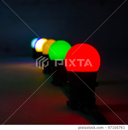 Christmas garland with different colors luminous lamps. Christmas garland with different colors luminous lamps. 97108761