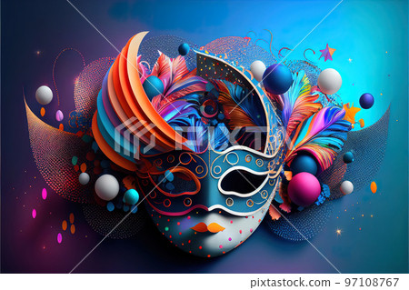 festive carnival mask with rich decoration, Italian carnival paraphernalia, party paraphernalia festive carnival mask with rich decoration, Italian carnival paraphernalia, party paraphernalia 97108767