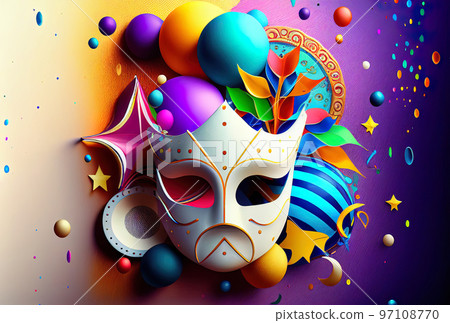 festive carnival mask with rich decoration, Italian carnival paraphernalia, party paraphernalia festive carnival mask with rich decoration, Italian carnival paraphernalia, party paraphernalia 97108770