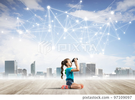 Concept of social wireless connection and internet use for communication by children Concept of social wireless connection and internet use for communication by children 97109097