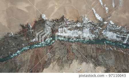The Grand Canyon in the steppe with emerald River 97110043