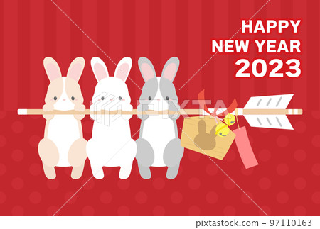 2023年新年賀卡設計兔與魔箭_紅 97110163