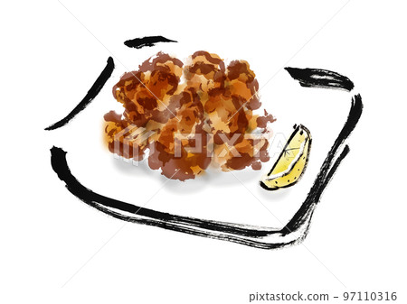 Hand drawn Japanese style illustration material of fried chicken Hand drawn Japanese style illustration material of fried chicken 97110316