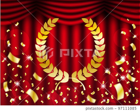 金色五彩紙屑和金色相框 金色五彩紙屑和金色相框 97111085