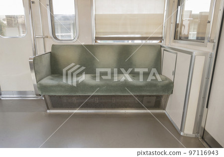 Inside the train, inside the seat, inside the Seibu Railway car, silver seat Inside the train, inside the seat, inside the Seibu Railway car, silver seat 97116943