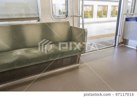 Train, car window, door, car interior, seat, Seibu Railway car interior, silver seat Train, car window, door, car interior, seat, Seibu Railway car interior, silver seat 97117018