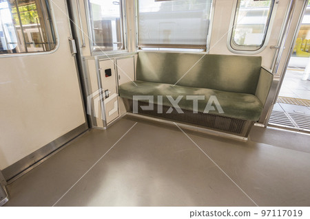 Train, car window, door, car interior, seat, Seibu Railway car interior, silver seat Train, car window, door, car interior, seat, Seibu Railway car interior, silver seat 97117019