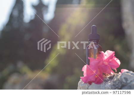 Flower mockup for presentation of cosmetic, medical product. Flower mockup for presentation of cosmetic, medical product. 97117596
