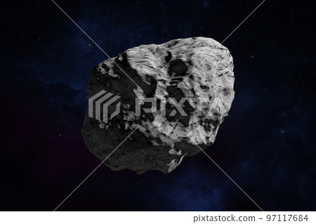 Asteroid and nebula. Asteroid and nebula. 97117684