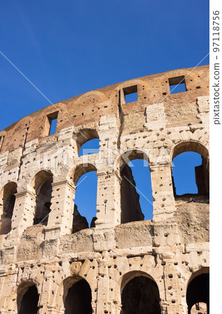 Exterior of ancient ruins Colosseum in Rome, Italy Exterior of ancient ruins Colosseum in Rome, Italy 97118756