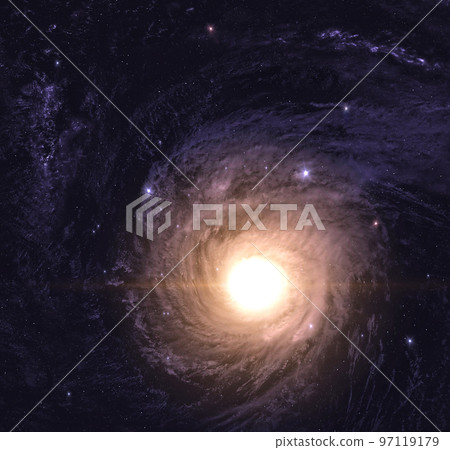 Spiral galaxy and stars. 97119179