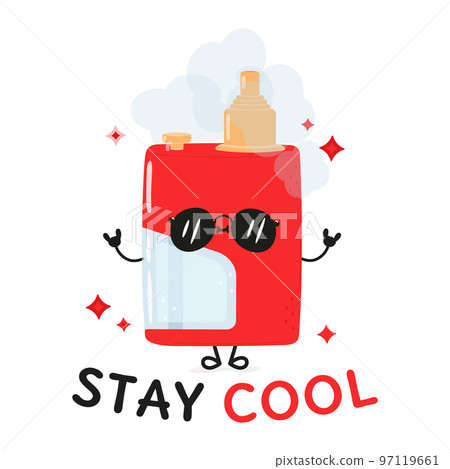 Cute funny vape character. Vector hand drawn cartoon kawaii character illustration icon. Isolated on white background. Happy vape character concept 97119661