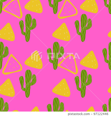 Seamless pattern with Mexican food nachos and 97122446