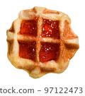 Waffle strawberry jam isolated on white background 97122473