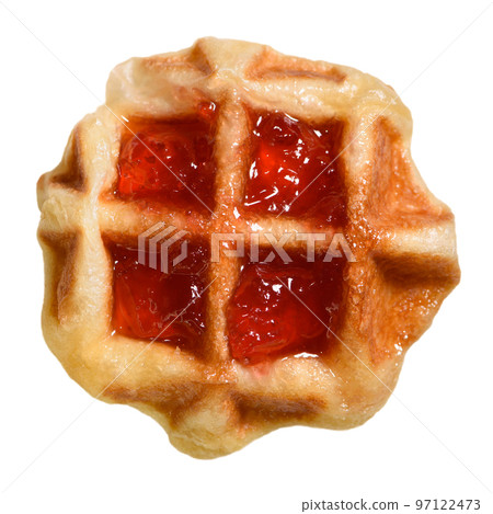 Waffle strawberry jam isolated on white background Waffle strawberry jam isolated on white background 97122473