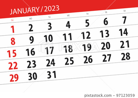 Calendar 2023, deadline, day, month, page, organizer, date, january 97123059