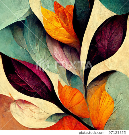 Watercolor art background. Digital generated wallpaper design with flowers. 97125855