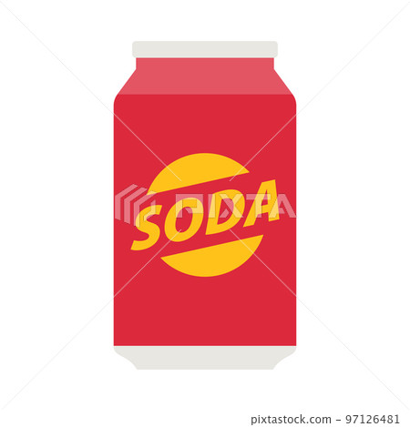 Soda in aluminum can. Carbonated non-alcoholic water. Soft drink in can. 97126481